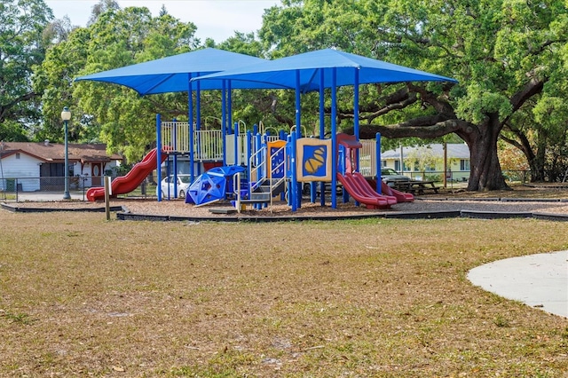 communal playground with a yard