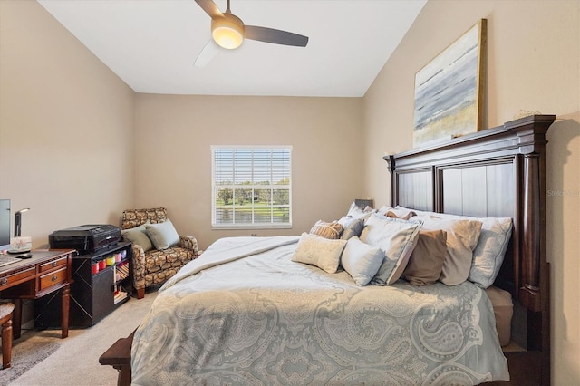 bedroom featuring ceiling fan and carpet flooring