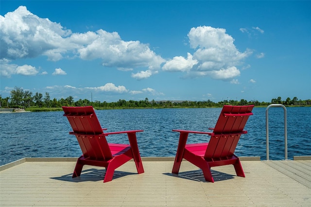 dock area featuring a water view