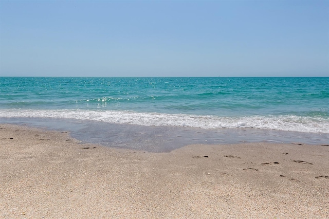 view of water feature with a view of the beach