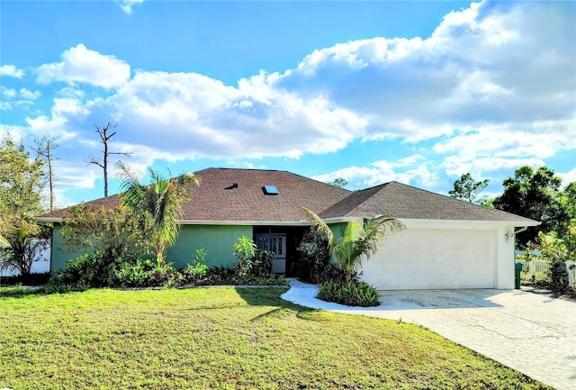 23495 Altman Ave, Punta Gorda, FL 33980 - ranch-style house with a garage, a front yard, driveway, and stucco siding