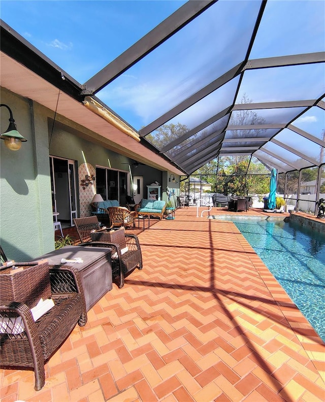 23495 Altman Ave, Punta Gorda, FL 33980 - exterior space featuring an outdoor pool, an outdoor hangout area, and a lanai