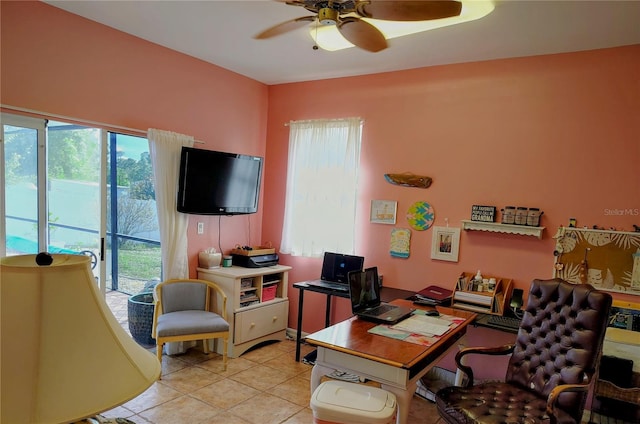 23495 Altman Ave, Punta Gorda, FL 33980 - office featuring ceiling fan and light tile patterned floors