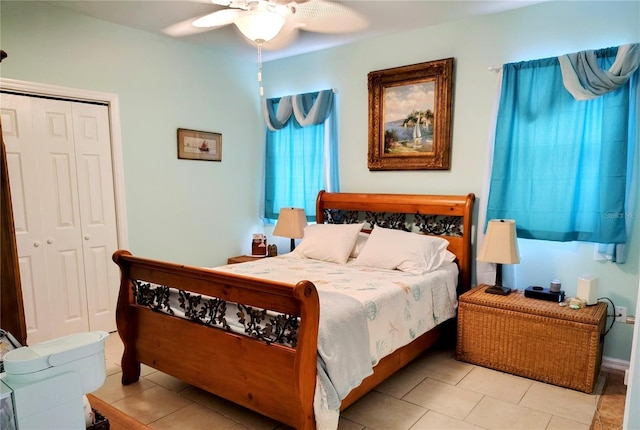 23495 Altman Ave, Punta Gorda, FL 33980 - bedroom with a closet, ceiling fan, and tile patterned flooring