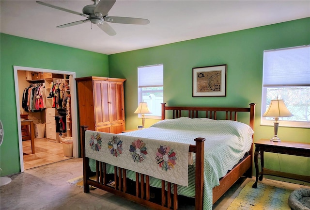 23495 Altman Ave, Punta Gorda, FL 33980 - bedroom with multiple windows, a closet, ceiling fan, and a walk in closet