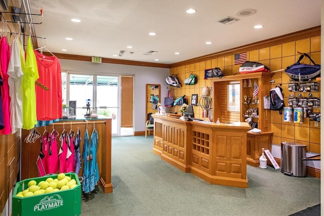 reception area featuring a bar and visible vents