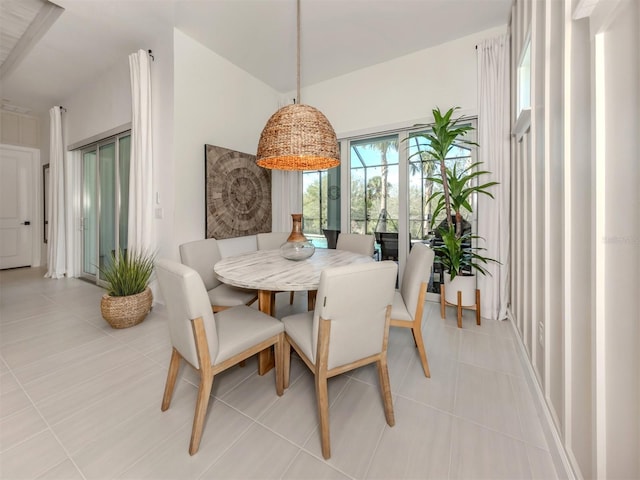 dining space with light tile patterned floors