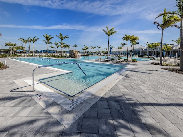 pool featuring a patio area