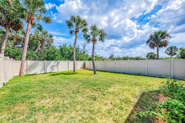 view of yard with a fenced backyard