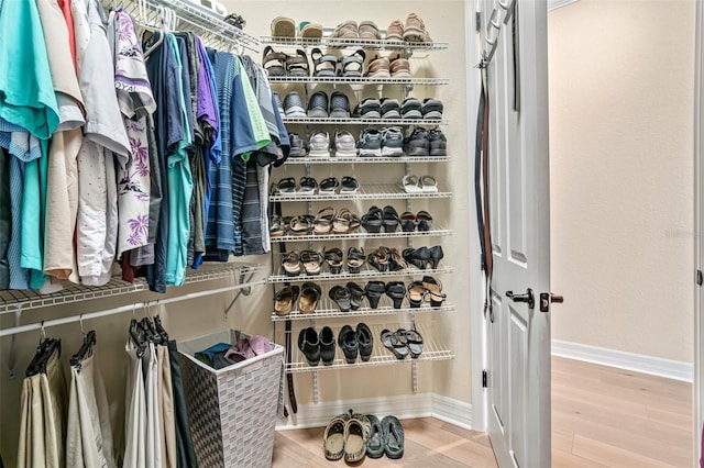 spacious closet featuring wood finished floors