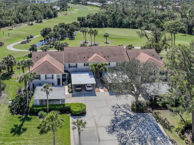 aerial view with view of golf course