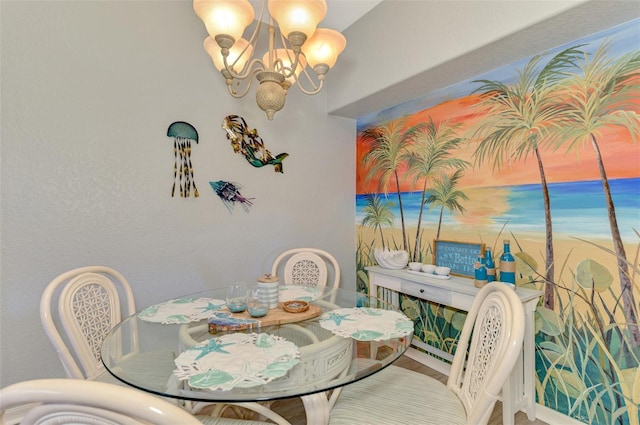 dining room with an inviting chandelier