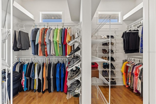 spacious closet featuring wood finished floors