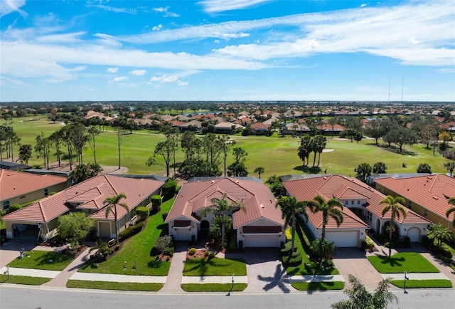 aerial view with a residential view and golf course view