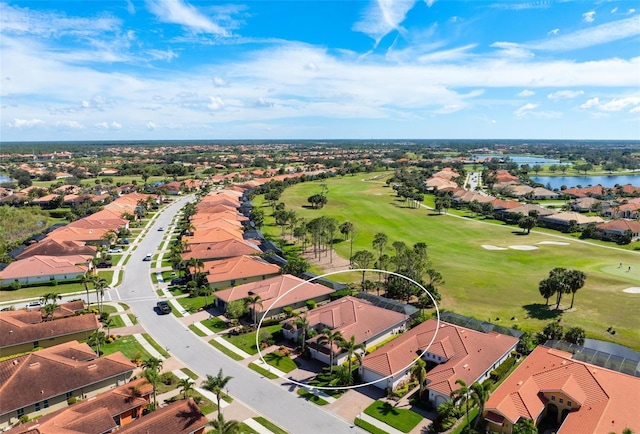 bird's eye view featuring a residential view and view of golf course