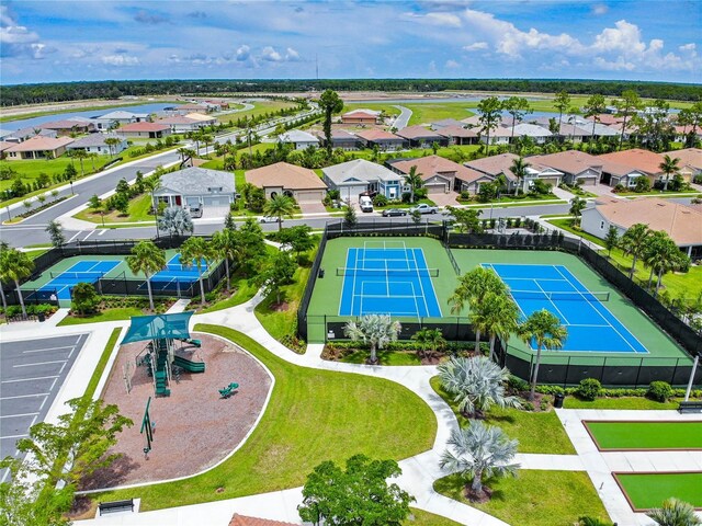 aerial view with a residential view