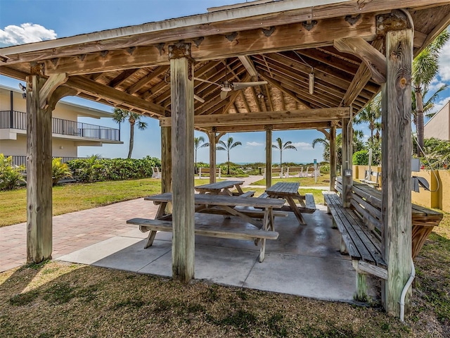 view of patio / terrace featuring a gazebo