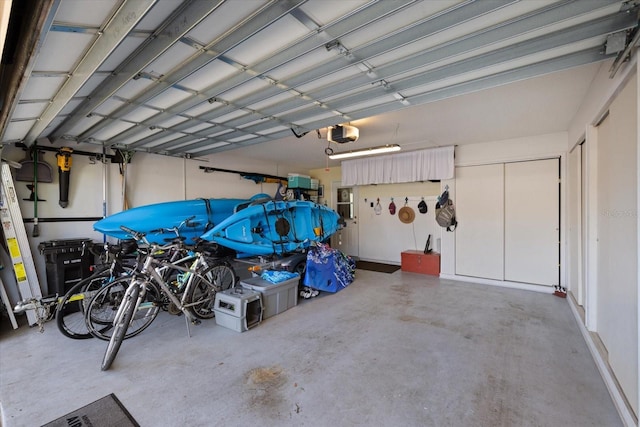 garage with a garage door opener