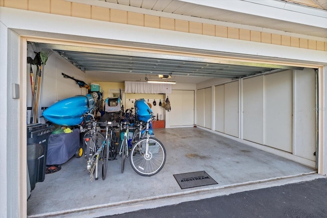 garage with a garage door opener