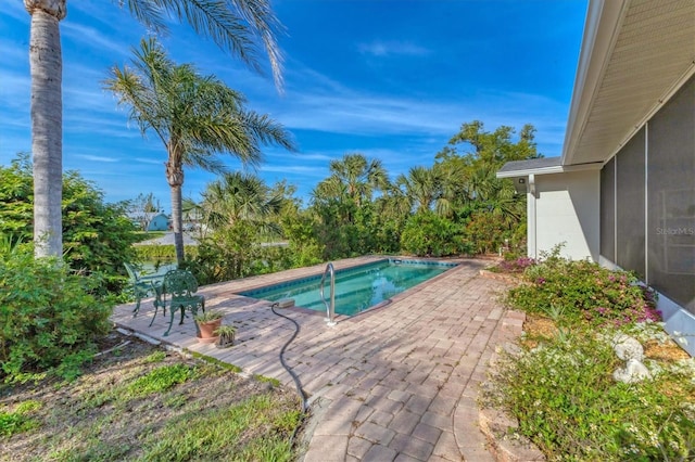 view of swimming pool featuring a patio