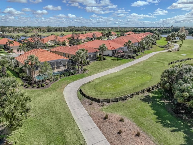 bird's eye view with a residential view and view of golf course