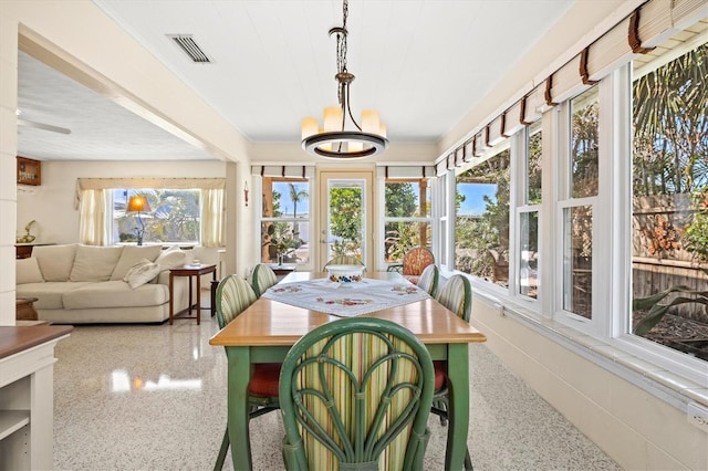 sunroom featuring visible vents