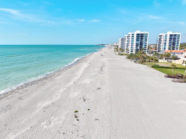 property view of water with a beach view