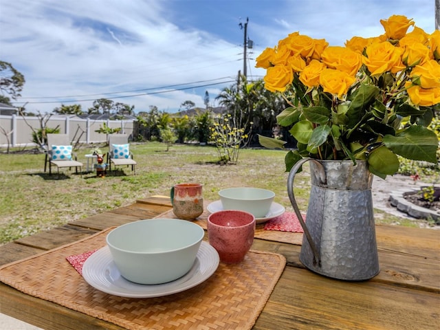 view of yard featuring fence