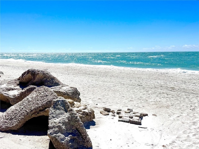 view of water feature with a view of the beach