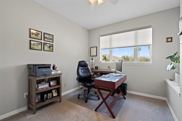 1050 Jonah Dr, North Port, FL 34289 - home office with carpet, ceiling fan, and baseboards