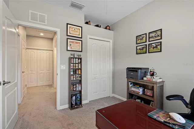 1050 Jonah Dr, North Port, FL 34289 - office featuring light carpet, baseboards, visible vents, and attic access