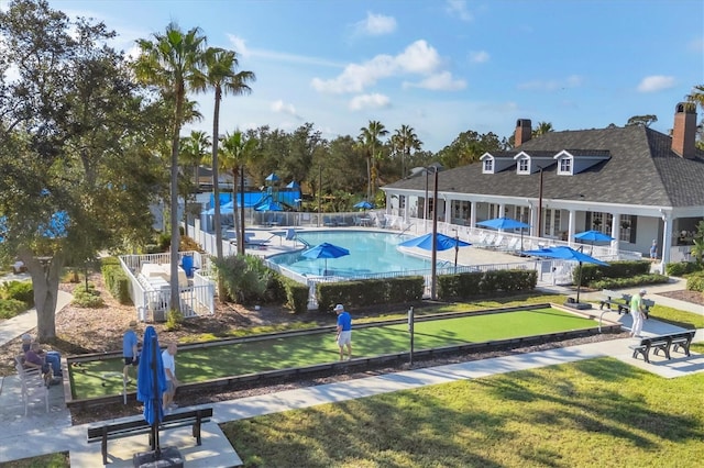 1050 Jonah Dr, North Port, FL 34289 - pool with a patio, a yard, and fence