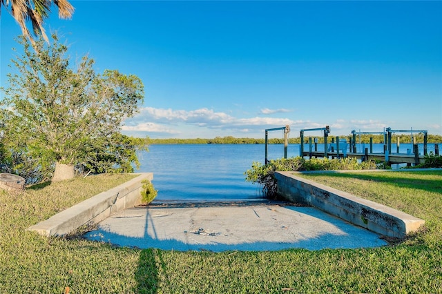 view of water feature featuring a dock