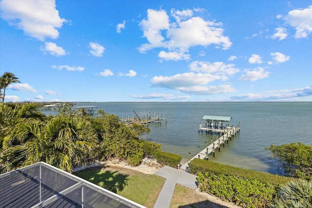 water view with a boat dock