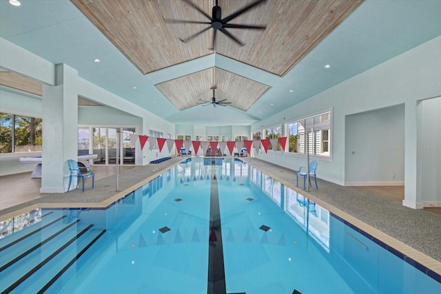 pool with a ceiling fan