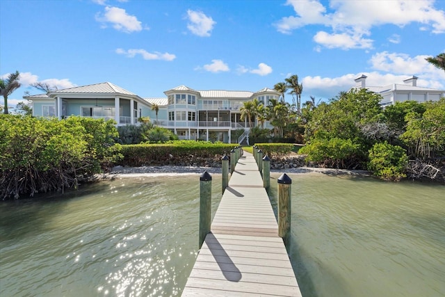 view of dock featuring a water view