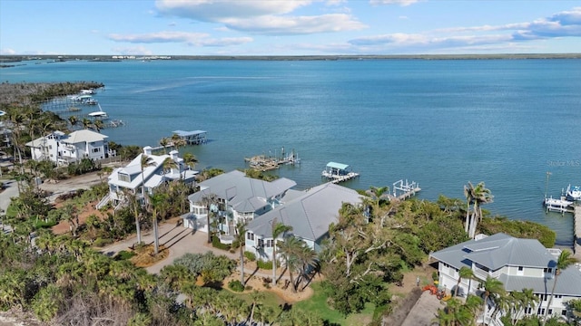 bird's eye view with a water view and a residential view