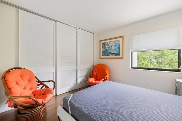 bedroom featuring a closet and wood finished floors