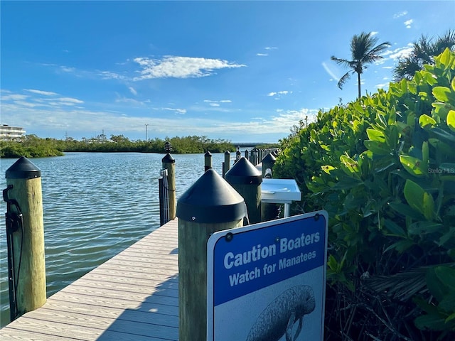 view of dock featuring a water view