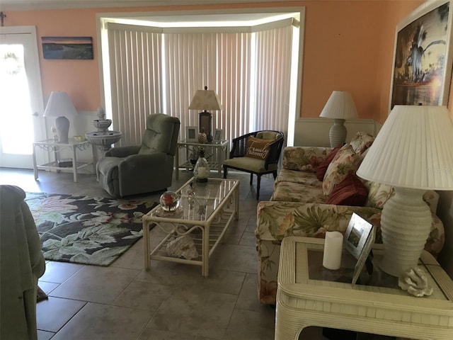 view of tiled living room