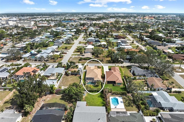 bird's eye view with a residential view