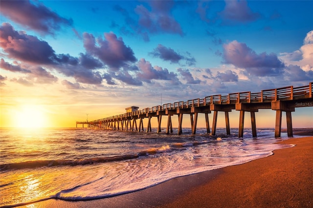 view of dock featuring a water view and a pier