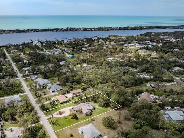 bird's eye view featuring a water view