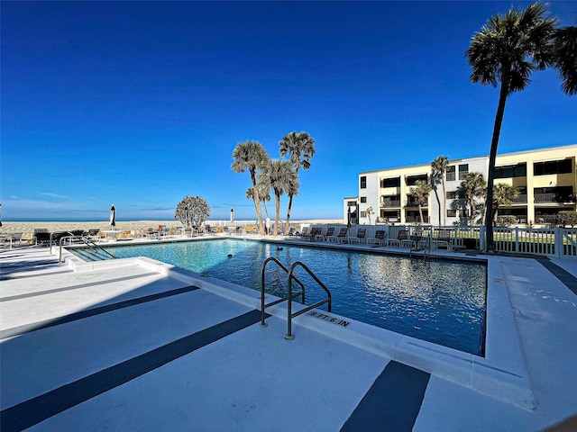 pool with a patio