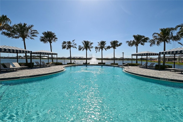 pool featuring a gazebo