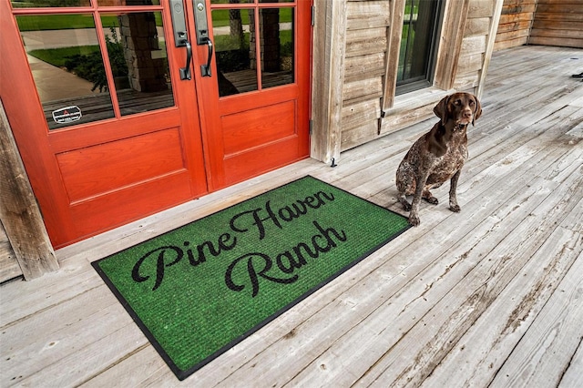 property entrance with french doors