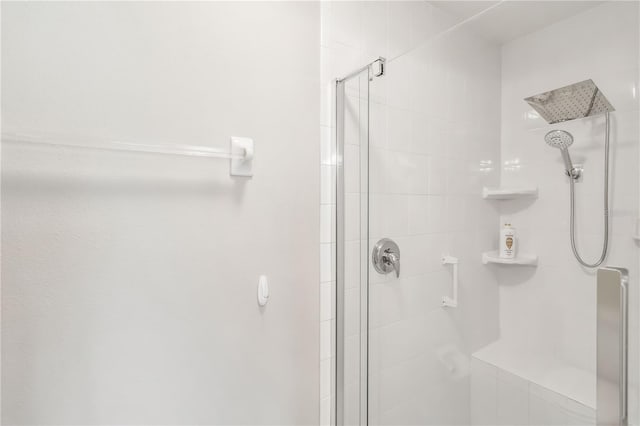 bathroom with a stall shower