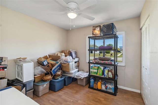 storage with ceiling fan