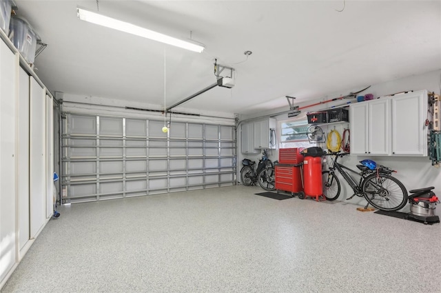 garage with a garage door opener