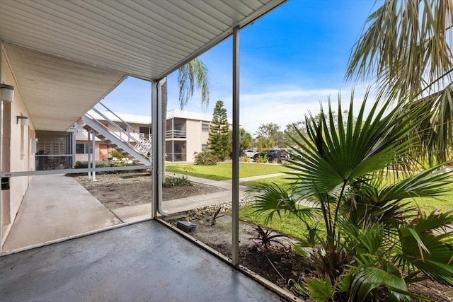 view of unfurnished sunroom